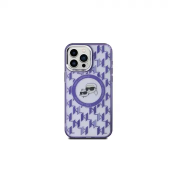 Karl Lagerfeld KLHMP15LHMCKMHU iPhone 15 Pro 6,1 inch ljubičasta IML Monogram Karl & Choupette Head MagSafe futrola