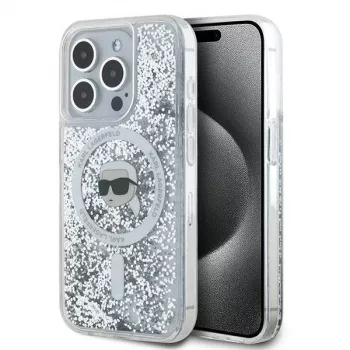 Karl Lagerfeld KLHMP15XLGKISGH iPhone 15 Pro Max 6,7 inch čvrsta maska prozirna Liquid Glitter Karl Head MagSafe