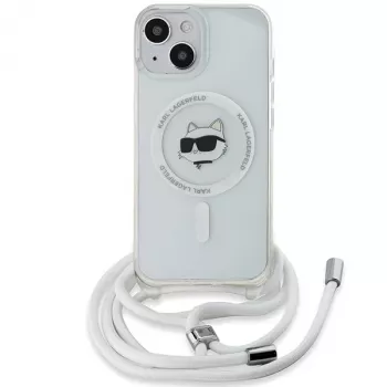 Karl Lagerfeld KLHMP15SHCCHNT iPhone 15 / 14 / 13 6,1 inch čvrsta maska prozirna IML Choupette Head & Cord MagSafe