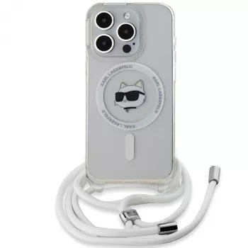 Karl Lagerfeld KLHMP15XHCCHNT čvrsta maska za iPhone 15 Pro Max 6,7 inch prozirna IML Choupette Head & Cord MagSafe