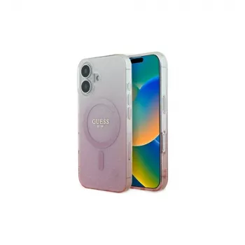 Guess IML Glitter Gradient MagSafe maska za iPhone 16 (ružičasta)
