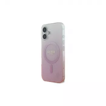 Guess IML Glitter Gradient MagSafe maska za iPhone 16 (ružičasta)