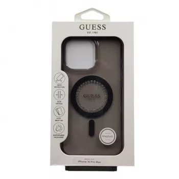 Guess IML Rhinestones MagSafe maska za iPhone 16 Pro Max (crna)