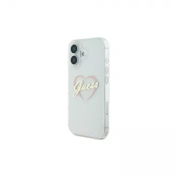 Guess GUHCP16MHCHGSPT čvrsta maska za Apple iPhone 16 Plus, prozirna, IML Heart uzorak