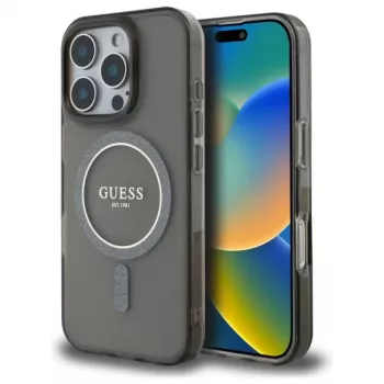 Guess GUHMP16XHFGEREK čvrsta maska IML Glitter Circle MagSafe za iPhone 16 Pro Max 6,9