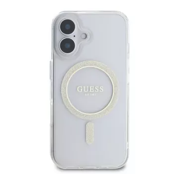 Guess GUHMP16SHFGERET čvrsta maska za iPhone 16 prozirna IML Glitter Circle MagSafe