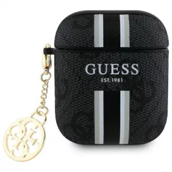 Guess GUA2P4RPSK futrola za AirPods 1/2 crna 4G Printed Stripes Charm