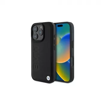 BMW Signature Collection Hardcase for Apple iPhone 16 Pro Max 6.9 inch Genuine Leather Black Hot Stamp MagSafe