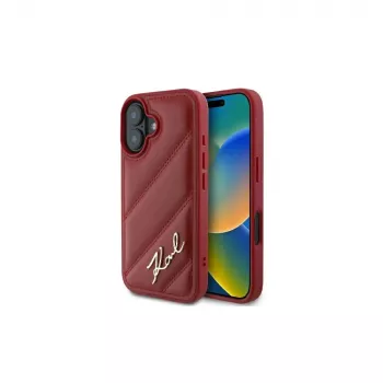 Karl Lagerfeld Quilted Signature futrola za iPhone 16, crvena