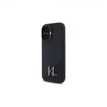 Karl Lagerfeld Shadow Metal Initial tvrda futrola za Apple iPhone 16 6,1 inch - crna