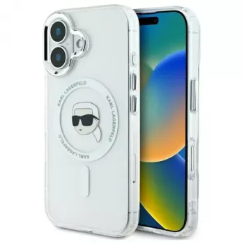 Karl Lagerfeld KLHMP16SHLSKIH tvrda futrola IML Metal Karl Head MagSafe za Apple iPhone 16 6,1 inch, bijela