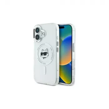 Karl Lagerfeld KLHMP16MHLSCHH tvrda futrola IML Metal Choupette Head MagSafe za iPhone 16 Plus 6.7 bijela