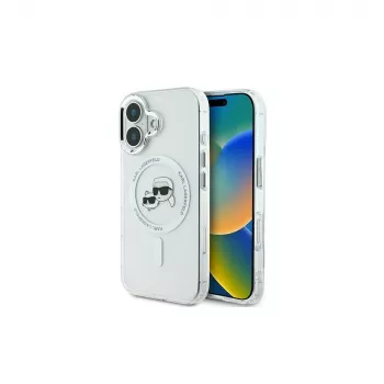 Karl Lagerfeld KLHMP16MHLSKCH tvrda futrola za iPhone 16 Plus 6.7 IML Metal Karl & Choupette Head MagSafe bijela