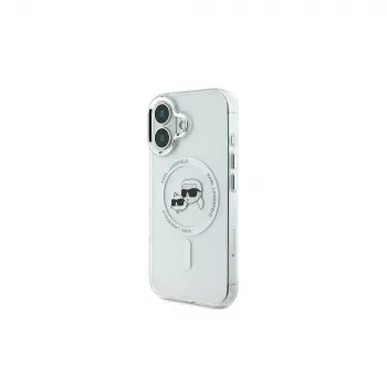 Karl Lagerfeld KLHMP16MHLSKCH tvrda futrola za iPhone 16 Plus 6.7 IML Metal Karl & Choupette Head MagSafe bijela