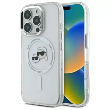 Karl Lagerfeld KLHMP16XHLSKCH Hardcase IML Metal Karl & Choupette Head MagSafe za Apple iPhone 16 Pro Max 6,9 inch bijela