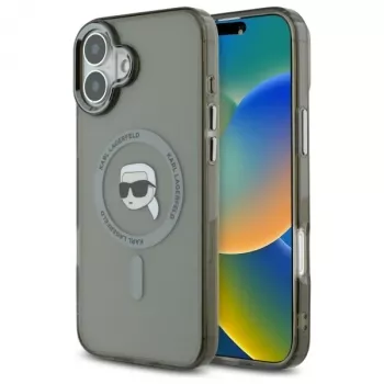 Karl Lagerfeld KLHMP16SHLSKIK Hardcase IML Metal Karl Head MagSafe za Apple iPhone 16 6,1 inch crna