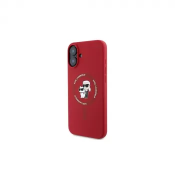 Karl Lagerfeld iPhone 16 Plus 6,7 inch Hardcase silikon Karl & Choupette prsten MagSafe - crvena