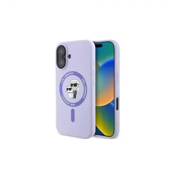 Karl Lagerfeld KLHMP16MSCMKCRHU Hardcase silikon MagSafe maskica za iPhone 16 Plus 6,7 inch ljubičasta Karl & Choupette prsten