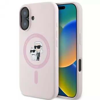 Karl Lagerfeld KLHMP16SSCMKCRHP Hardcase silikon MagSafe maskica za Apple iPhone 16 6,1 inch pink Karl & Choupette