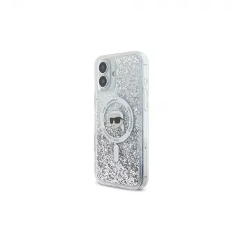 Karl Lagerfeld Liquid Glitter Karl Head MagSafe čvrsta maskica za Apple iPhone 16 6,1 inch - prozirna