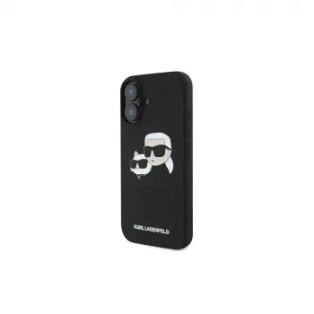 Karl Lagerfeld iPhone 16 Plus 6,7 inch crna tvrda maskica silikon Double Heads Print MagSafe