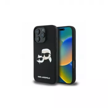 Karl Lagerfeld KLHMP16LSKCHPPLK iPhone 16 Pro 6,3 inch crna tvrda maskica silikon Double Heads Print MagSafe