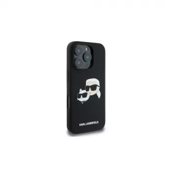 Karl Lagerfeld KLHMP16LSKCHPPLK iPhone 16 Pro 6,3 inch crna tvrda maskica silikon Double Heads Print MagSafe