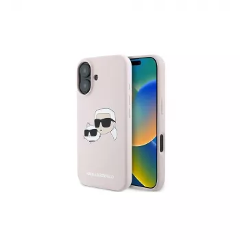 Karl Lagerfeld KLHMP16MSKCHPPLP iPhone 16 Plus 6,7 inch pink silikonska čvrsta maskica s Double Heads Print i MagSafe