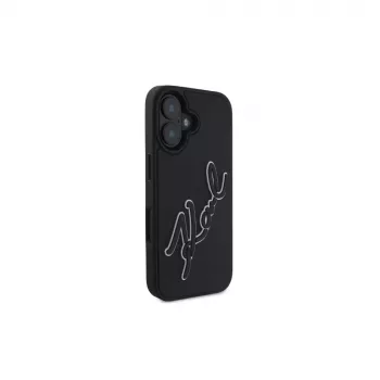 Karl Lagerfeld 3D Rubber Bicolor Signature maskica za iPhone 16 (crna)