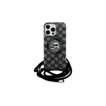Karl Lagerfeld KLHMP16XHCKCKLCK iPhone 16 Pro Max 6,9 inch crna tvrda maskica IML Crossbody Monogram Karl & Choupette Head MagSafe