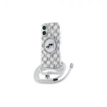 Karl Lagerfeld KLHMP16SHCKCKLCT iPhone 16 6,1 inch prozirna tvrda maskica IML Crossbody Monogram Karl & Choupette Head MagSafe