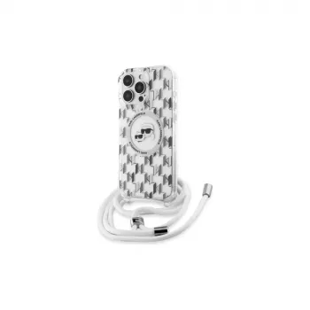 Karl Lagerfeld KLHMP16LHCKCKLCT iPhone 16 Pro 6,3 inch prozirna čvrsta maskica IML Crossbody Monogram Karl & Choupette Head MagSafe