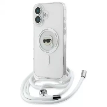 Karl Lagerfeld KLHMP16SHCKHNT iPhone 16 tvrda maskica prozirna Crossbody IML Karl Head MagSafe