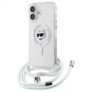 Karl Lagerfeld KLHMP16SHCCHNT iPhone 16 6.1 tvrda maskica prozirna IML Choupette Head & Cord MagSafe