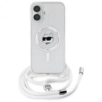 Karl Lagerfeld KLHMP16SHCCHNT iPhone 16 6.1 tvrda maskica prozirna IML Choupette Head & Cord MagSafe