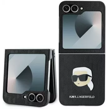 Karl Lagerfeld KLHCZF6PGKSKIHK Saffiano Monogram tvrda futrola za Samsung Galaxy Z Flip 6 / Z Flip 7 FE, crna
