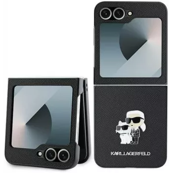 Karl Lagerfeld KLHCZF6SAPKCNPK Saffiano Metal Pin tvrda maskica za Samsung Galaxy Z Flip6 / Z Flip7 FE, crna