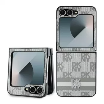DKNY DKHCZF6PCPTSSE bež karo uzorak s prugama stražnja zaštita za Samsung Galaxy Z Flip6 F741 / Z Flip7 FE