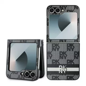 DKNY DKHCZF6PCPTSSK zaštitna tvrda futrola za Samsung Galaxy Z Flip6 F741 / Z Flip7 FE, crni karo uzorak s tiskanim prugama
