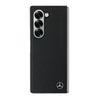Mercedes-Benz MEHMZFD623RBGVK kožna stražnja maska s imitacijom drva MagSafe za Samsung Galaxy Z Fold6, crna