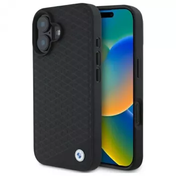 BMW BMHMP16S23RDDK iPhone 16 6,1 inch crna tvrda futrola Sign Leather Diamond Metal Logo MagSafe