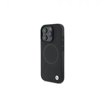 BMW BMHMP16L23RTPK iPhone 16 Pro 6.3 crna tvrda futrola Sign Leather Half Textured And Circle MagSafe