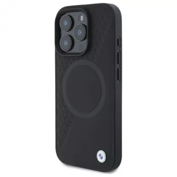 BMW Sign Leather Half Textured tvrda futrola s Circle MagSafe za Apple iPhone 16 Pro Max 6,9 inch crna