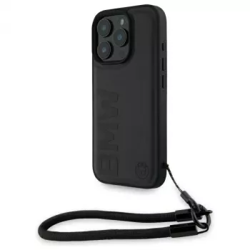 BMW Signature Leather Wordmark Cord tvrda futrola za Apple iPhone 16 Pro 6,3 inch - crna