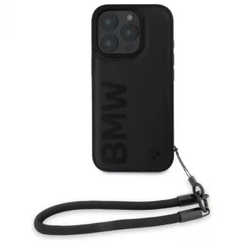 BMW Signature Leather Wordmark Cord tvrda futrola za Apple iPhone 16 Pro 6,3 inch - crna