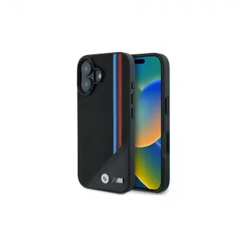 BMW M Meshed Tricolor Stripes MagSafe tvrda futrola za iPhone 16 6,1 inch crna