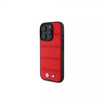 BMW M Collection Perforated and Stitched Line tvrda futrola za Apple iPhone 16 Pro 6,3 inch, crvena, MagSafe