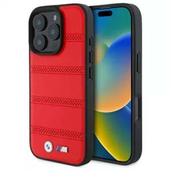 BMW M Collection M Perforated And Stitched Line tvrda futrola za iPhone 16 Pro Max 6,9 inch crvena MagSafe