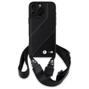 BMW M Edition Carbon Stripe & Strap tvrda futrola za Apple iPhone 16 Pro Max 6,9 inch crna