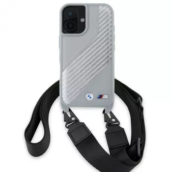 BMW BMHCP16S23PSCCG iPhone 16 6,1 inch siva tvrda futrola M Edition Carbon Stripe & Strap